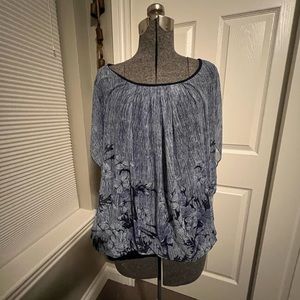 BaiSheng GT Women’s 2X Pullover Top Blue and White